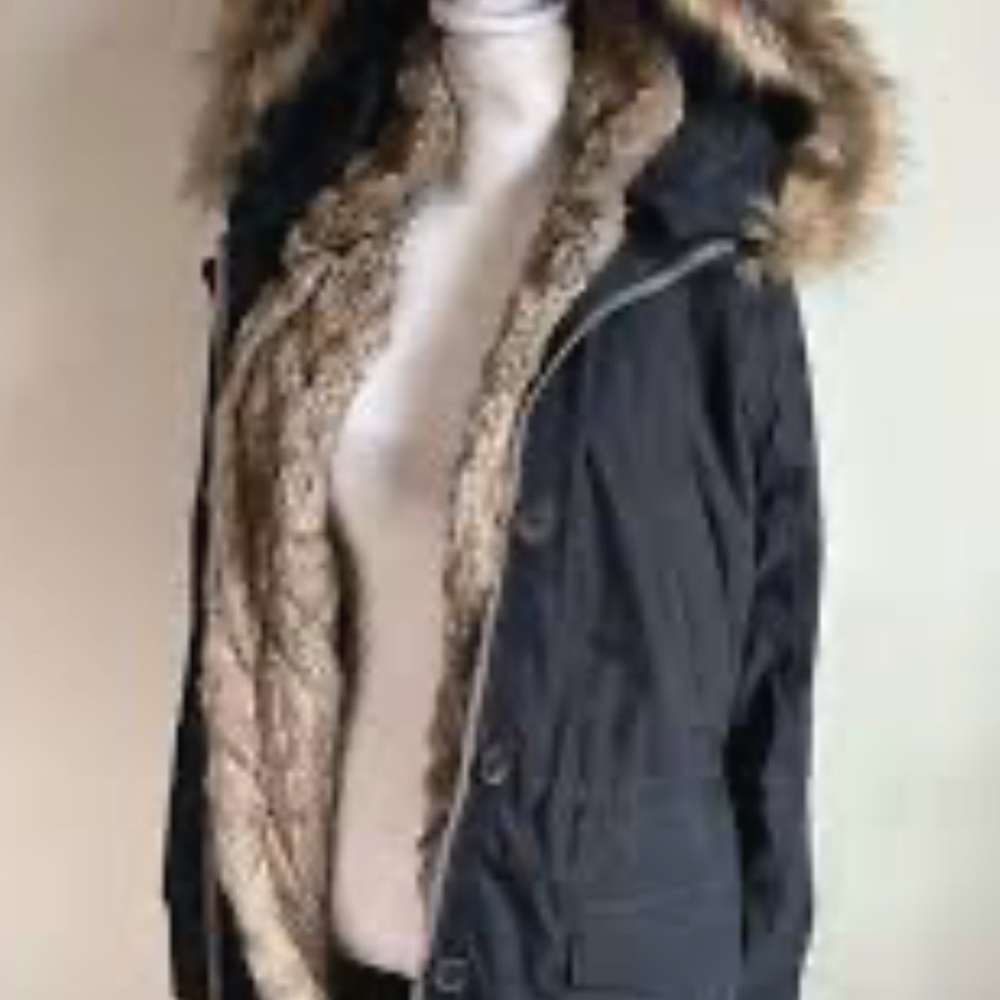 Abercrombie & Fitch Black Utility Jacket with Faux Fur Lining - Picture 3 of 6